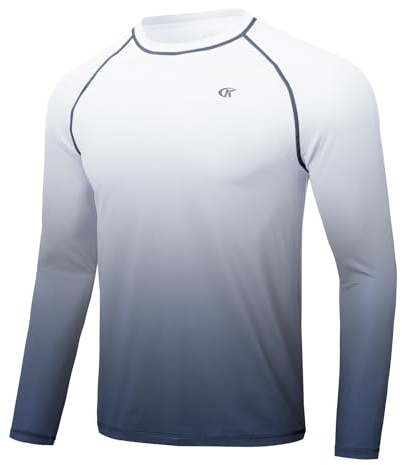 Huayuzh Rashguard Herren Schwimmen Langarmshirt Schwimm Tshirt Atmungsaktiv Schnelltrocknend Surfen Angeln Wandern Top Verlaufsfarbe Grau M
