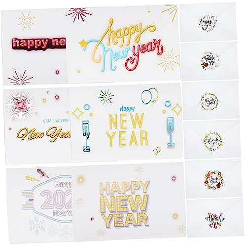 HAPINARY 12sätze Grußkarten Für Neujahr Leer Zum Beschriften Designkarten Für Silvesterparty Und Weihnachtszeit Nachricht Segen Karten