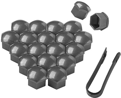 20 Stück Radschraubenkappen Für VW Golf 5 6 7 8 GTE GTI GTD, Universal Radmutterkappen Abdeckungen Sechseckige Radschraubenkappen mit Entfernungswerkzeug Set Auto Zubehör,C/Grey-19mm