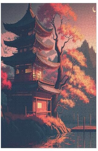 Japanischer Tempel 1000 Teile Puzzle, Holzpuzzle, Puzzles Für Erwachsene Kinder, 1000 Teile Puzzle Für Jugendliche & Erwachsene Lernspiel Herausforderungsspielzeug （78×53cm）