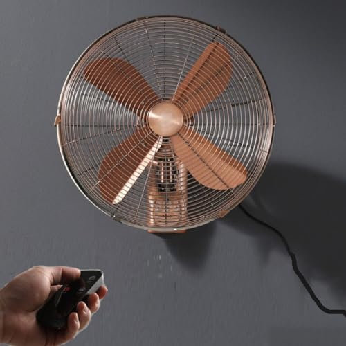 Generic Wall-mounted Industrial Retro Fan with 3 Speed Mechanical/Remote Control, Left/right Oscillating Head for Commercial/Residential Use - Metal Material (18 inch)
