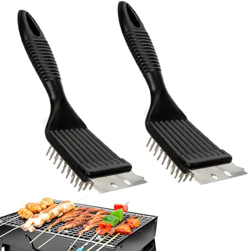 Barbeque Brush BBQ Cleaning Brush Grill Brush and Scraper Heavy Duty BBQ Cleaner Stainless Steel BBQ Wire Brush for Grill Accessories 2 Pieces 8 Inch BBQ brush