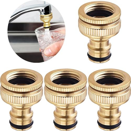 Uni-Fine 4 pezzi 1/2 pollici e 3/4 pollici 2 in 1 tubo da giardino connettore rapido in ottone tubo terminale tubo da giardino ugello Connect Kit per cucina giardino tubo esterno tubo strumento
