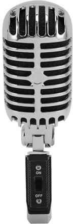Microphone Dynamique Vintage, Microphone pour le Chant, Support Pivotant à Tension Automatique, Micro Vocal Dynamique Rétro Classique pour les Performances sur Scène, les Studios