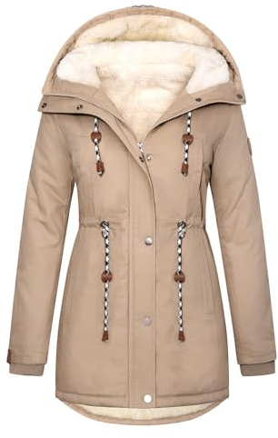 TOMEEK Damen Winterjacke Winter Warm Wintermantel Damen Lang Winterparka mit Teddyfell Gefüttert Kapuzenmantel Mantel Parka Damen-Mäntel Jacke Fleecemantel Skijacke
