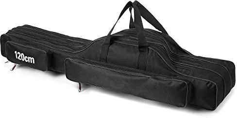 Solinder 3-lagige Angelruten-Tasche, tragbar, faltbar, Angelruten-Tragetasche, Angelrolle, Angelgerät, Aufbewahrungstasche
