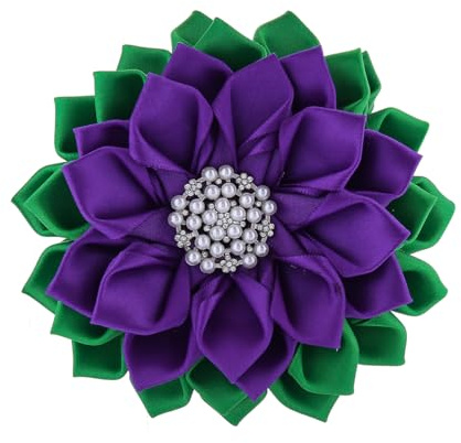 Purple Green Corsage Flower Delta Violet Pin Greek Women Sorority Servcie Lady Soror Brooch Jewelry