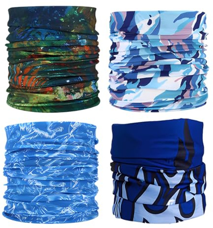 Motorrad Multifunktionstuch, 4 Stück Nahtlose Bandanas Multifunktionstuch Schal, Elastiche Multifunktion Stirnband Gaiter Balaclava, Schlauchtuch, Sport Halstuch, für Motorradfahren