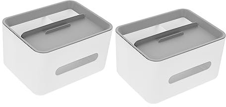 TINEASUR 2 stücke Tissue Spender Fernbedienung Organizer Telefon Desktop Lagerung Fall PP Material Grau
