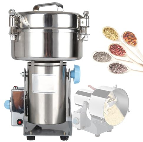 Stainless Steel Electric Superfine Spice Grinder Flour Mill - 1000/1500/2000g Grain Grinder with Overload Protection and Open Cover Stop Function - Ideal for Cereal, Herb, Spice, Nut Grinding