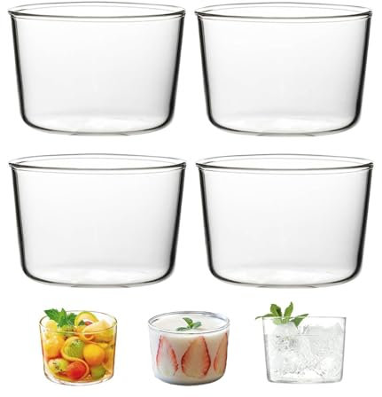 4 Piezas Cuencos de Postre, Vasos de Postre, Taza de Pudín Creativa, Cuenco Redondos Mini Para Postre, Taza de Postre, Vasos para Helados, Cuencos de Cristal para Helado, Vasos Multifuncionales