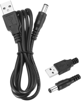 QUARKZMAN Cavo Alimentazione USB a DC 2A Cavo Alimentazione DC 5V Nero | 5.5mmx2.1mm, 1m, per Ventola Fotocamera Telefono Tablet, Spina Ricarica Connettore Adattatore