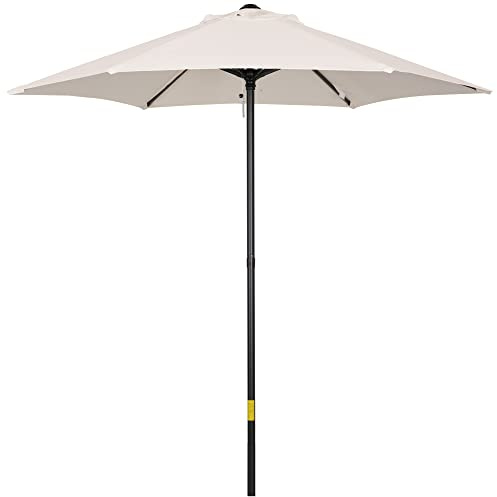 Outsunny Ombrellone da Giardino 2x2 m con Presa d'Aria, Ombrellone da Esterno con 6 Stecche in Alluminio e Poliestere 160 g/㎡, per Cortile, Terrazza e Balcone, Crema
