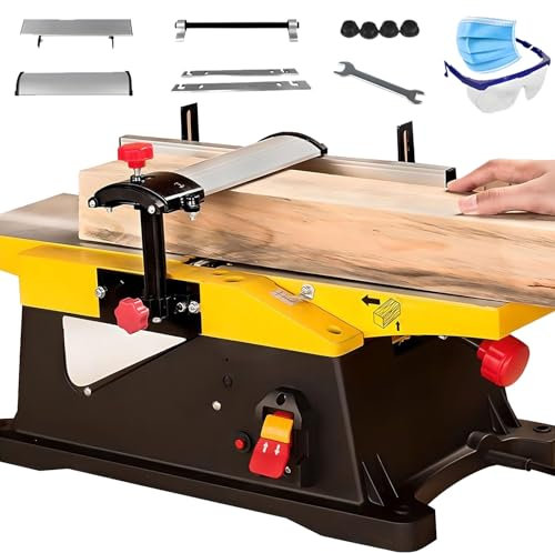 Cepilladora eléctrica de Escritorio para carpintería, cepilladora de 15 cm con portaherramientas, cepilladora Multifuncional de sobremesa de 1800 W con Profundidad de Cepillado Ajustable de 0 a 3 mm