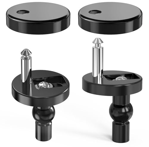 Ancable WC-Sitzbeschläge, Schnellentriegelung, WC-Sitz-Befestigungen, 2 Stück, Schwarz | Universal WC-Sitz Scharnier Ersatz für WC WC Jalousie Löcher Spezial Insert Pin