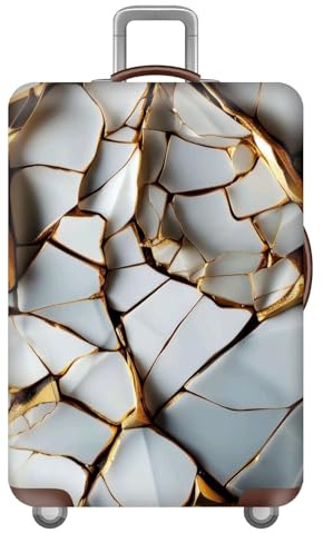 Elastisch KofferhüLle,Linie Geometrie Fragment Cyberpunk Stil KofferschutzhüLle,Staubdicht Kratzfest Waschbar Luggage Cover,18–32 Zoll Koffer-Abdeckungen,GepäCkabdeckungen (Gold,M(22-24inch))