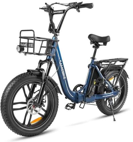 SAMEBIKE 20 Faltbares Elektrofahrrad, 250W Motor, 70KM Reichweite, 7-Gänge, Scheibenbremsen vorne/hinten, LCD-Display für Erwachsene City & Mountain E-Bike (deep Blue)