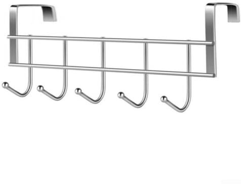 Stilvoller Türhänger aus Edelstahl mit 5 Haken, zum Organisieren von Kleidung und Accessoires (Silber)