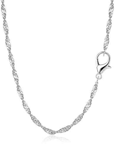 RMMD Kette Silber Damen - 18K Weißgold Silber Ketten Halskette ohne Anhänger Dünne Silberkette Damen Schmuck Silver Necklace Women Jewelry Jewellery Geschenke für Freundin Frauen Teenager Mädchen