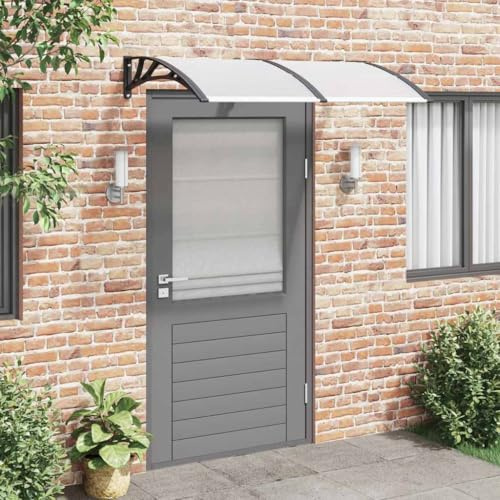 Auvent de Porte Extérieur, 150x75 cm, Polycarbonate Transparent et Noir, Résistant aux Intempéries, Cadre Aluminium et ABS, Marquise de Porte Extérieur, Auvent Porte d'Entrée, Installation Facile