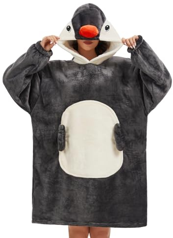 Xinlong Hoodie Decke Damen Übergroßes Panda Kuscheldecke mit Ärmeln Deckenpullover Erwachsene Unisex Geschenk für Mutter Frau