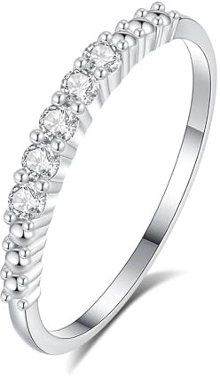 Stfery Diamantring Platin, Stapelring Damen Personalisiert Echt Schmuck Gr.54 (17.2)