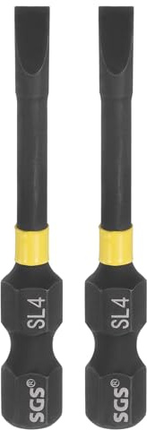 QUARKZMAN 2pcs SL4 Embouts Tournevis À Fente Impact 4mm Bout À Fente 1/4 Tige Hexagonale 50mm (2) Long Embout Plat Magnétique Acier S2 Phosphaté Pour Outils