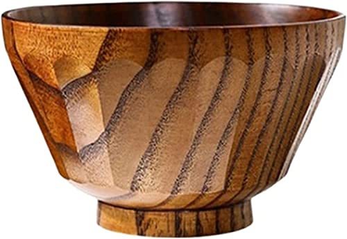 Träskål for frukt, salladsskål, salladstallrikar, hushållsartiklar, japansk stil, massivt trä, risskål i surjujube-trä