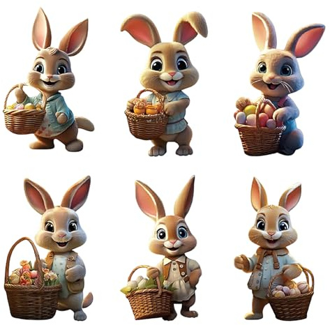 6 Stück Osterhasen Gartenstecker,Ostern Deko Gartenstecker Osterhasen für Frühling Ostern Partei im Freien Kinder Familie Wetterfest Hof Rasen Garten Dekor