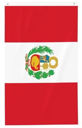 Bandera de Perú de 3 x 5 pies. Impresión de doble cara, vertical, tela 100% poliéster, colores vibrantes y duraderos.