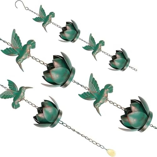 FHGSPQWM Catena antipioggia da 240 cm per grondaia, con adattatore, tazze di colibrì, per la casa, per grondaie, drenaggio, decorazione esterna