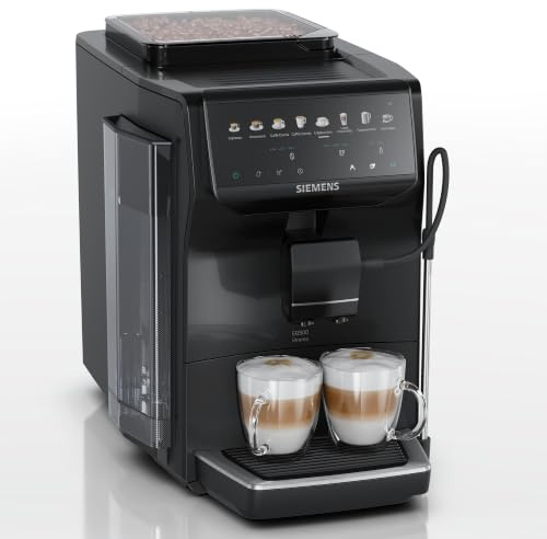 SIEMENS, Cafetera superautomática EQ500 iAroma, tactil, Negro, TP553E19 | Prepara dos tazas a la vez, personaliza tu bebida favorita con un toque y controla todo desde el móvil. Limpieza fácil.