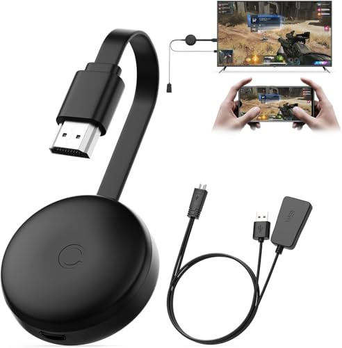 Miracast Wireless HDMI Dongle Adapter, Receptor Screen Mirroring para iOS/Android/Windows/macOS/Laptop/Tablet a TV/Monitor/Proyector, HDMI Extender Compatible con AirPlay, Miracast, DLNA