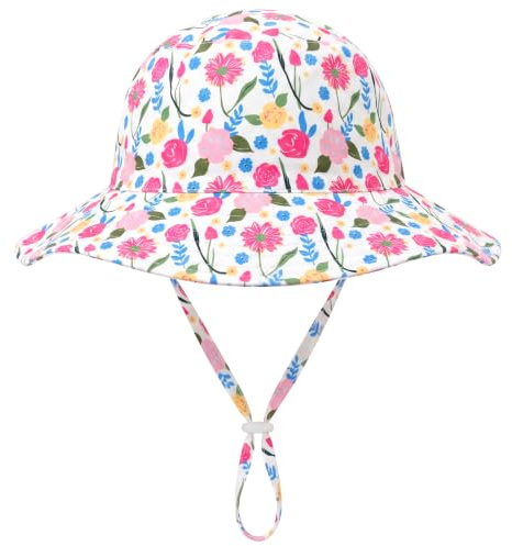 srclo Kids Sun Hat UPF 50+ Sun Protection Toddler Kids Summer Bucket Beach Hats Wide Brim Outdoor Play Cap with Adjustable Chin Strap for Boys Girls