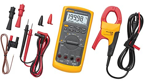 Fluke 87V/IMSK Industrial Digital Multimeter with Fluke i400 Current Clamp Kit, Converts 87V Into Clamp Meter, AC Current Measurements Up to 400 A, Includes Temp Probe, Test Leads and Alligator Clips