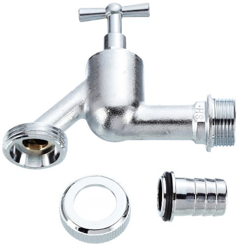 HS 92150020 Auslaufventil mit Schlauchverschraubung Knebel (3/4), matt verchromt