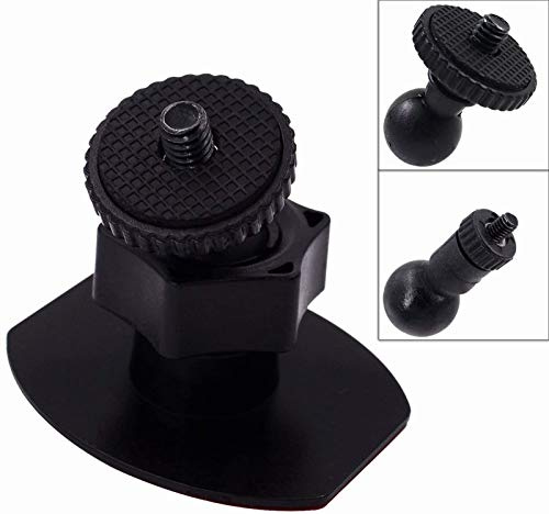 iSaddle CH01B 1/4 Thread Camera Mount Mini Double-Sided Adhesive in Dash Cam Mount Holder - Universal Tripod Permanent Holder Fits Sony/Ricoh/HP/GoPro/Oculus (M4 M6 Screw Join Ball Included)