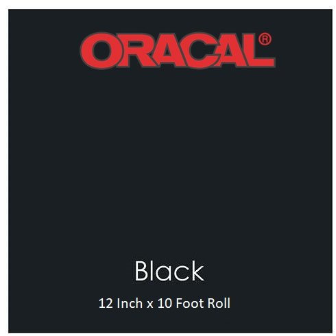 12 Inches x 10 Foot Roll of Glossy Oracal 651 Black Adhesive-Backed Vinyl for Craft Cutters, Punches and Vinyl Sign Cutters