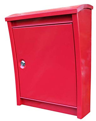 Moderner, galvanisierter Wandbriefkasten in Rot, pulverbeschichtet