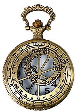 JewelryWe Vatertagsgeschenk Taschenuhr Herren Retro Royal Flush/Kompass/Blumen/Glocke/Motorrad Kettenuhr Analog Quarz Uhr Anhänger mit Halskette Kette Bronze Geschenk für Männer