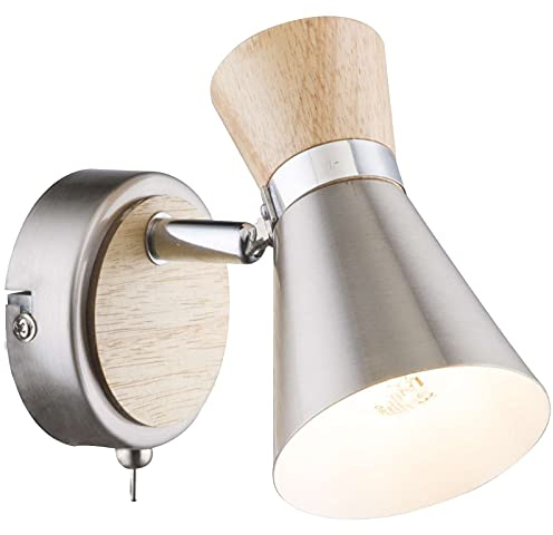 FARETTO DA PARETE parete lampada con interruttore corridoio lampada da da lettura (Spot mobile, lampada da salotto, camera da letto lampada, Legno)