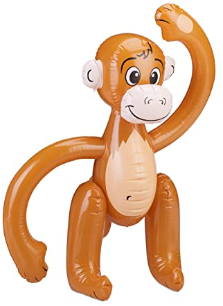 Relaxdays 10 x aufblasbarer AFFE, Äffchen Schwimmtier, Dschungel Party Deko, Safari, Karneval, Kinder Wasserspielzeug, braun