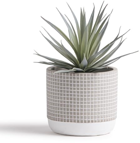 Kurrajong Farmhouse Artificial Plant in Pot - Small Faux Plant for Desk, Bathroom, Shelf & Coffee Table - Realistic Indoor Plant for Home Decor 20cm