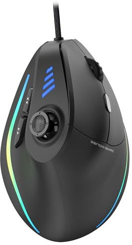 TRELC Gaming Mouse with 5 D Rocker, Ergonomic Mouse with 10000 DPI/11 Programmable Buttons, Vertical Gaming Mice Wired for PC/Laptop/E-Sports/Gamer (Black)