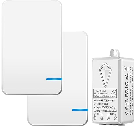 Nineleaf Wireless Switches for Lights, Smart Light Switch,Remote Light Switch, Easy installation, IP66 Waterproof, One-button Multi-control,Suitablefor Indoor and outdoor lighting(2Switches&1Receiver)