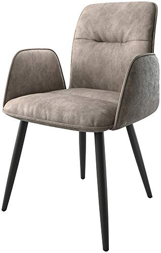 DELIFE Polsterstuhl Vinja-Flex 4-Fuß konisch Schwarz Mikrofaser Taupe Vintage