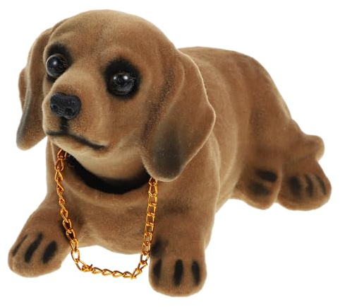 NUOBESTY Hundespielzeug mit schüttelndem Kopf, Cartoon-Dackel, Tier, Desktop-Ornament für Auto, Armaturenbrett, Heimdekoration