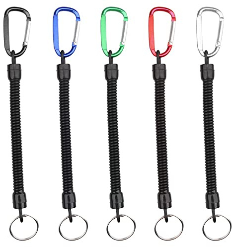 5 Pcs Stretchy Spiral Keyring, Keychain Springs, Retractable Keychain
