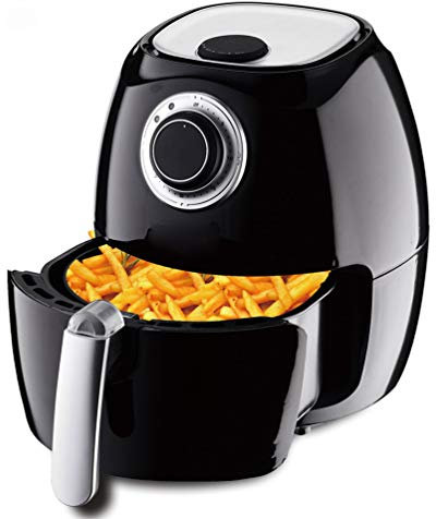 Friggitrice Ad Aria Alogena, Friggitrice Ad Aria in Vetro Friggitrice Ad Aria Bianca Forno Portatile 2.6L Friggitrice Ad Aria Calda Senza Olio Con Teglia Da Forno Accessori Inclusi (1350W),Nero
