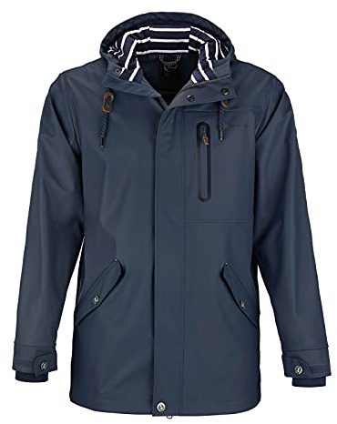 Dry Fashion Herren PU-Parka Lübeck - Regenjacke Herren Wasserdicht Winddicht Reißverschluss Outdoor Jacke Männer in Gelb Größe S
